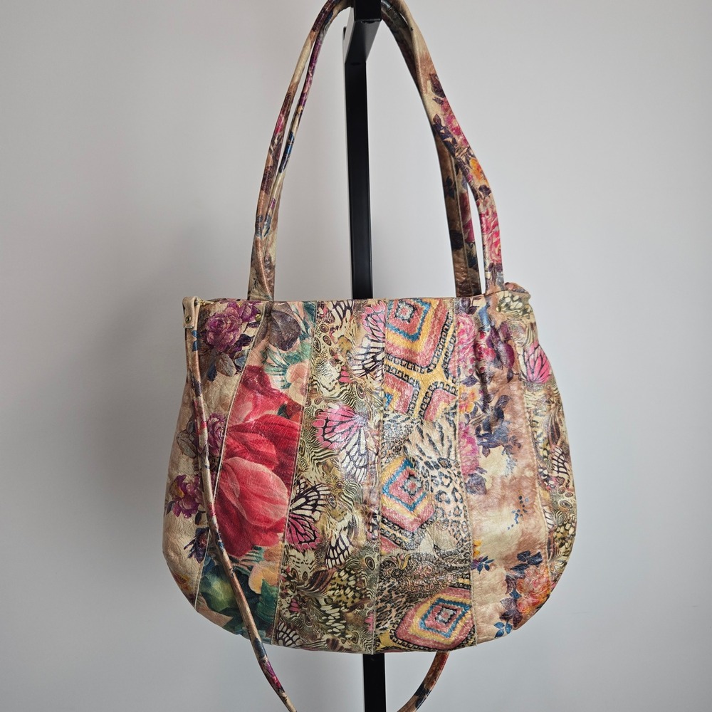 Etui London Real Leather Patchwork Butterfly Flor… - image 3